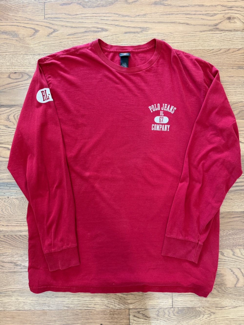 Vintage Polo Jeans Co. Red Long Sleeve Tee- XL